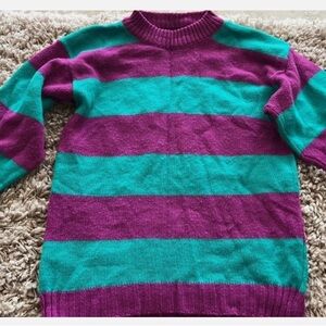 Vintage Striped Purple and Teal Kids Sweater